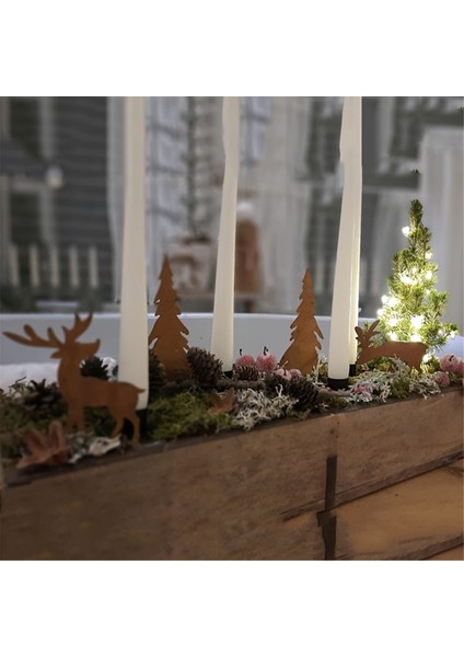 Metal Noel Fawn Noel Ağacı Kazığı 4'lü Paket Açık Bahçe Tatil Dekoru Noel Açık Hava Dekorasyonu (Yurt Dışından) fırsatları