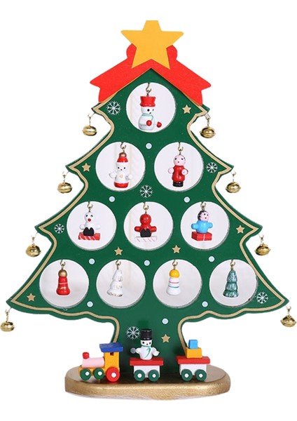 Kendin Yap Ahşap Noel Ağacı Noel Ağacı Hediyesi Tatil Mini Noel Ağacı Ev Dekorasyonu Düz 10 Delik Yeşil (Yurt Dışından)