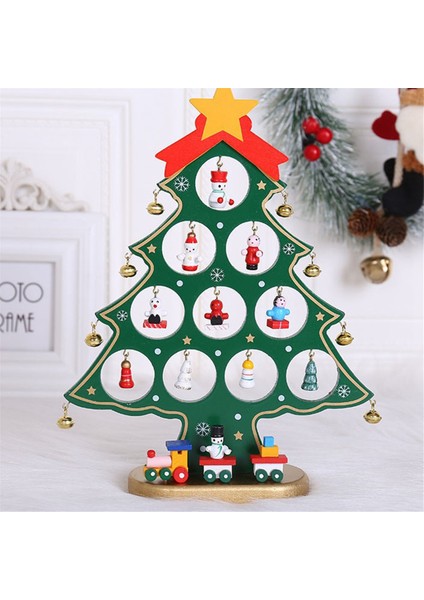 Kendin Yap Ahşap Noel Ağacı Noel Ağacı Hediyesi Tatil Mini Noel Ağacı Ev Dekorasyonu Düz 10 Delik Yeşil (Yurt Dışından)