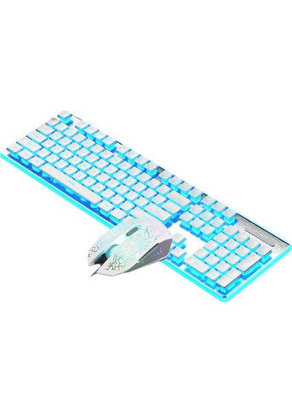 Kablolu Mekanik Klavye Fare LED Sessiz Klavye Oyun Klavyesi E-Spor ve Ofis Kullanımı Için Su Geçirmez-D (Yurt Dışından)