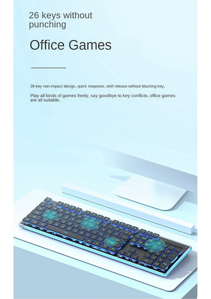 Kablolu Mekanik Klavye Fare LED Sessiz Klavye Oyun Klavyesi E-Spor ve Ofis Kullanımı Için Su Geçirmez-D (Yurt Dışından) fırsatları