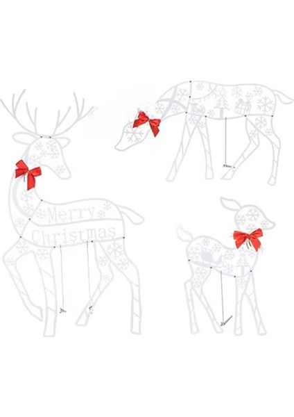 3 Adet El Yapımı Demir Sanatıelk Geyiği Noel Bahçe Dekoru ve LED Işık Parlayan Parıltılı Ren Geyiği Noel Ev Dış Mekan Bahçe Dekoru (Yurt Dışından)