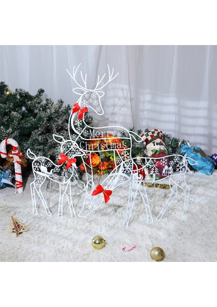 3 Adet El Yapımı Demir Sanatıelk Geyiği Noel Bahçe Dekoru ve LED Işık Parlayan Parıltılı Ren Geyiği Noel Ev Dış Mekan Bahçe Dekoru (Yurt Dışından) modelleri