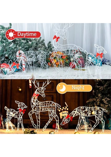 3 Adet El Yapımı Demir Sanatıelk Geyiği Noel Bahçe Dekoru ve LED Işık Parlayan Parıltılı Ren Geyiği Noel Ev Dış Mekan Bahçe Dekoru (Yurt Dışından) fırsatları