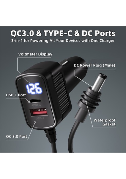 Starlink Mini Güç Kablosu 100W 12V-24V Çakmak Adaptörü USB Type-C Portlu ve Voltmetreli Dc Güç Kablosuna (Yurt Dışından) fiyatları