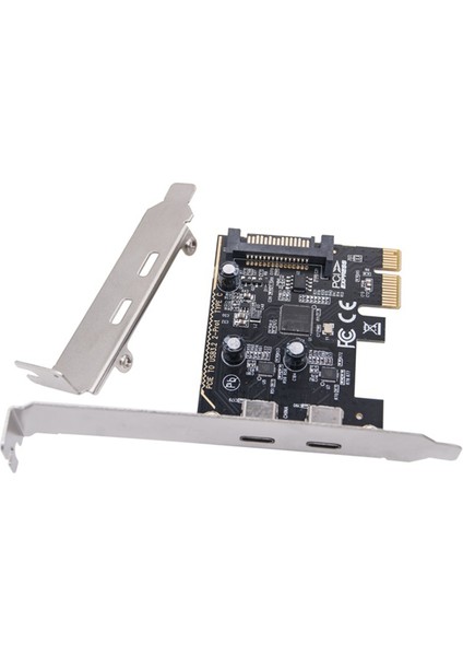 Pcıe'den Çift Tip C Genişletme Kartına Pcı-E X1'den 2 Portlu Type-C USB 3.2 Gen1 5gbps Dönüştürme Kartı Masaüstü Için ASM1042 Çipi (Yurt Dışından)
