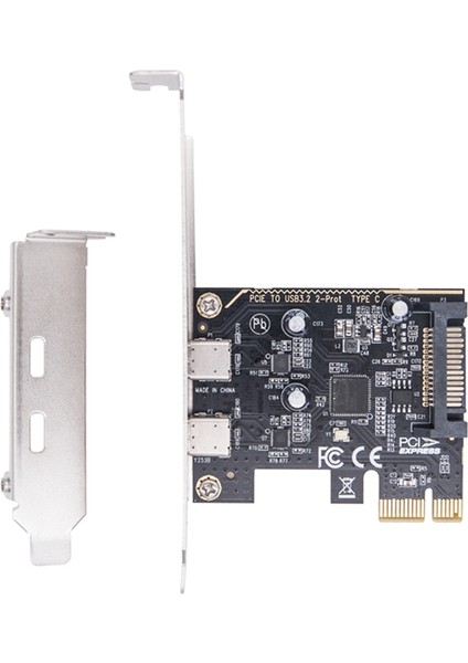 Pcıe'den Çift Tip C Genişletme Kartına Pcı-E X1'den 2 Portlu Type-C USB 3.2 Gen1 5gbps Dönüştürme Kartı Masaüstü Için ASM1042 Çipi (Yurt Dışından) fiyatları