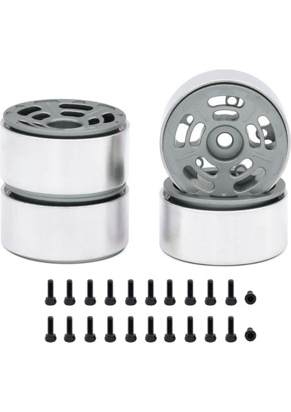 4 Adet 1.0in Metal Jantlar 1/24 1/18 Rc Paletli Araba Eksenel SCX24 AX24 FCX24 ENDURO24 TRX4M, Çift Delikli 5 Kollu Gri (Yurt Dışından)