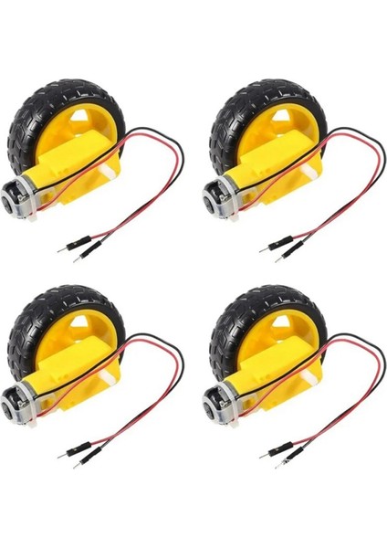 4 Adet Dc 3-6V Elektrik Motoru 4 Adet Plastik Lastik Tekerlek Çift Şaft Dişli Motor Dişli Motor Dıy Kiti Akıllı Araba Kiti Için (Yurt Dışından)