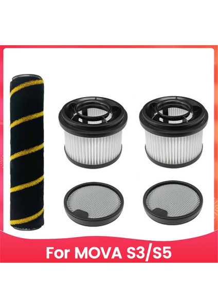 Mova S3/s5 El Tipi Kablosuz Elektrikli Süpürge Parçaları Için 5 Adet Yedek Filtre Yıkanabilir Silindir Fırça Ön ve Son Filtre (Yurt Dışından)