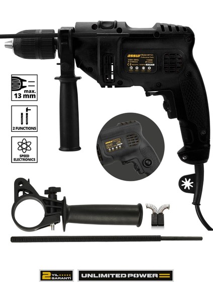 1100W Darbeli Metal Şanzıman 13mm Elektrikli Matkap
