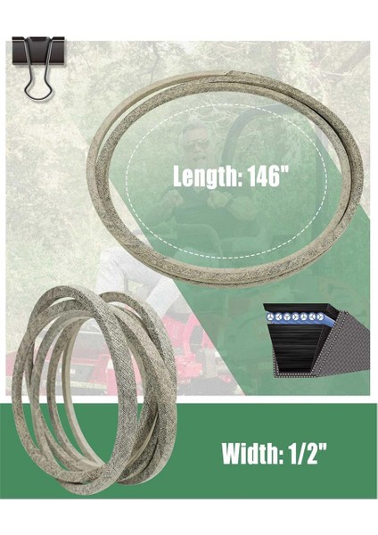 Güverte Kayışı 1/2X146 Inç John Deere M154621 Country Clipper D-3727-W D-3727 Exmark 109-5364 Çim Biçme Makinesine Uygun, Tahrik Kayışı (Yurt Dışından)