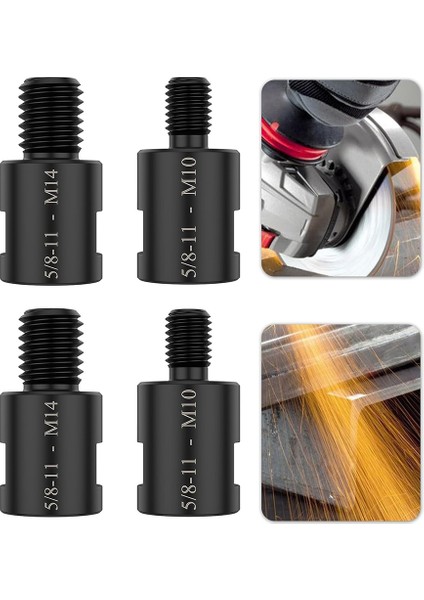 4 Adet Açı Taşlama Makinesi Dönüştürücü Adaptörleri, 5/8in-11 Dişi - M14/M10 Erkek Dişli Adaptörü, Açı Taşlama Makinesi Cilalama Matkap Ucu Için (Yurt Dışından)