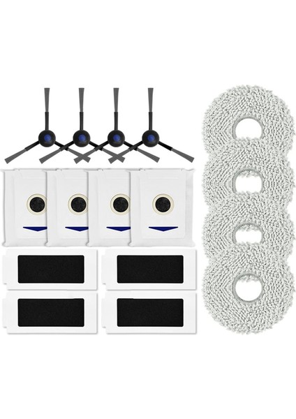 Ecovacs T30 Pro Omni Robot Yedek Yan Fırça Hepa Filtre Paspas Pedi Toz Torbası Yedek Parça Aksesuarları, 16 Adet (Yurt Dışından)