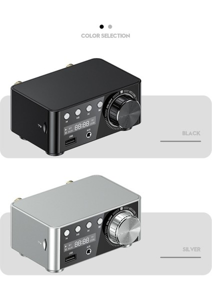 50W + 50W 100W Bluetooth 5.0 Amplifikatör Dijital Ses Güç Amplifikatörü Sınıf D USB Aux Tf Ev Sineması Hifi Stereo Gümüş Gri (Yurt Dışından) fiyatları