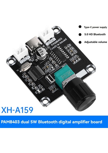 Type-C 5W+5W Mini PAM8403 Ayarlanabilir Ses Amplifikatör Modülü DC5V ile Bluetooth Uyumlu Dijital Amplifikatör Kartı (Yurt Dışından)