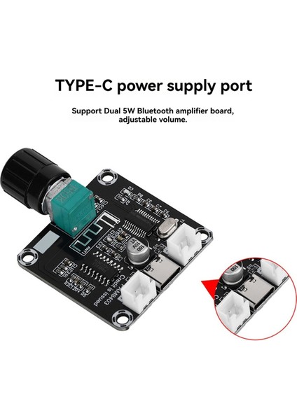 Type-C 5W+5W Mini PAM8403 Ayarlanabilir Ses Amplifikatör Modülü DC5V ile Bluetooth Uyumlu Dijital Amplifikatör Kartı (Yurt Dışından)