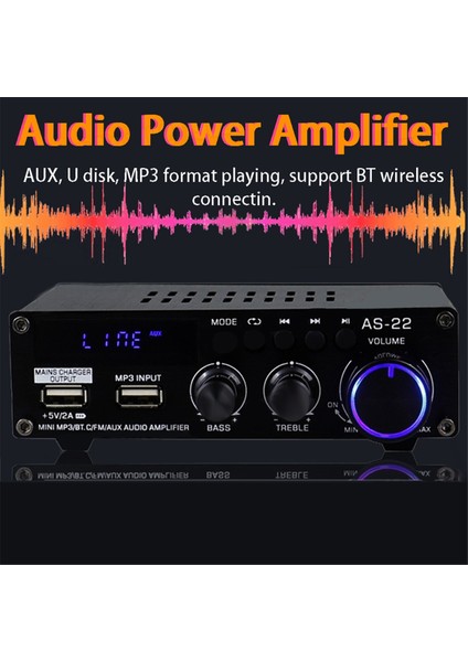 AS22 Hifi Dijital Amplifikatör 30WX2 2.0 Kanal Araba Bluetooth Amplifikatörü Ev Stereo Ses Amplifikatörü Alıcısı Ab Fişi (Yurt Dışından) fiyatları