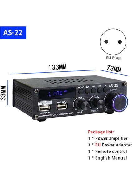 AS22 Hifi Dijital Amplifikatör 30WX2 2.0 Kanal Araba Bluetooth Amplifikatörü Ev Stereo Ses Amplifikatörü Alıcısı Ab Fişi (Yurt Dışından) fırsatları