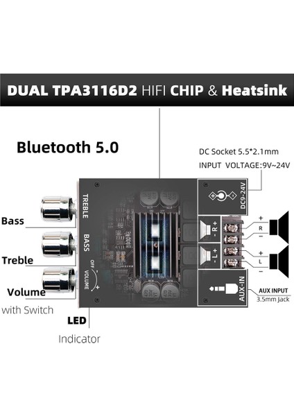 ZK-1002T Tiz ve Bas Kontrolü Bt ve Aux Girişleri Dıy Kablosuz Hoparlörler ile Amfi Kartı (Yurt Dışından) fırsatları