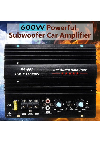 PA-60A 600W 12V Güç Amplifikatörü Kartı Ev Araba Ses Amplifikatörü S Güçlü Bas Subwoofer Amplifikatörü Mono Araba Modi (Yurt Dışından)