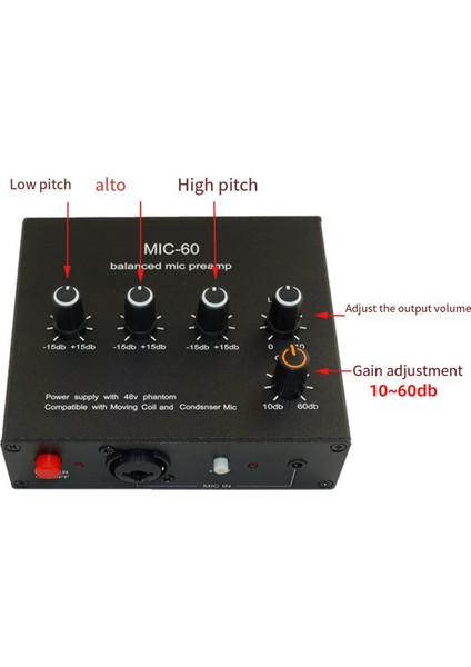 Dengeli Dinamik Mikrofon Amplifikatörü Müzik Ses Amplifikatörü Mıc-60 48V Fantom Güç Xlr Kablo ile (Yurt Dışından)