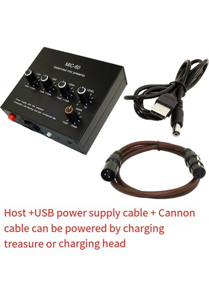 Dengeli Dinamik Mikrofon Amplifikatörü Müzik Ses Amplifikatörü Mıc-60 48V Fantom Güç Xlr Kablo ile (Yurt Dışından)