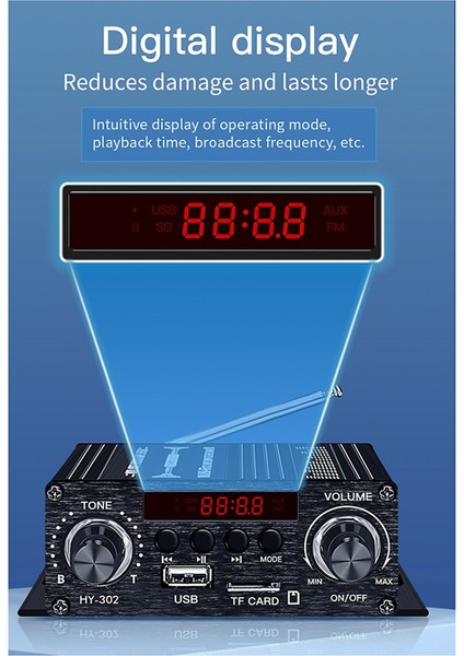 Yeni Dijital Bluetooth Amplifikatör 12V Ev Araba 2 Kanal Hıfı Ses Hoparlör Fm Alıcı Ses Amplificador Clase-Ab Amp (Yurt Dışından) fırsatları