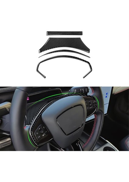 Ford Mustang Mach-E 2021-2024 Araba Direksiyon Simidi Kapağı Trim Sticker Iç Aksesuarlar Için Karbon Fiber (Yurt Dışından) fiyatları