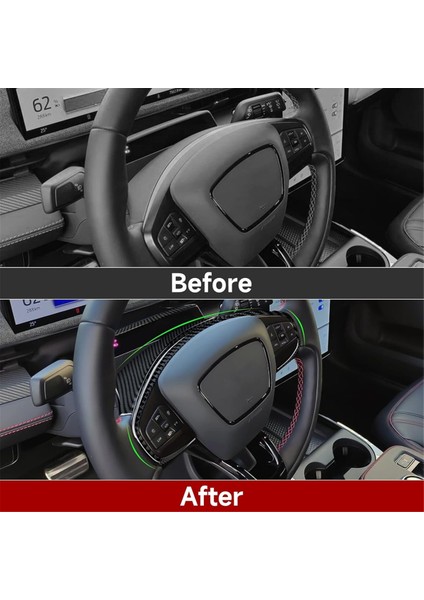 Ford Mustang Mach-E 2021-2024 Araba Direksiyon Simidi Kapağı Trim Sticker Iç Aksesuarlar Için Karbon Fiber (Yurt Dışından) modelleri