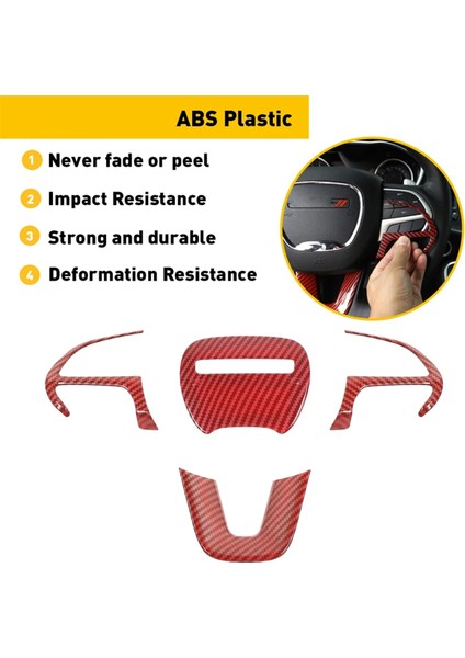 Karbon Fiber Kırmızı Direksiyon Simidi Kapağı Döşemesi Jeep Dodge Charger Challenger Durango 2015-2022 Araba Iç Mekan Stili (Yurt Dışından) modelleri