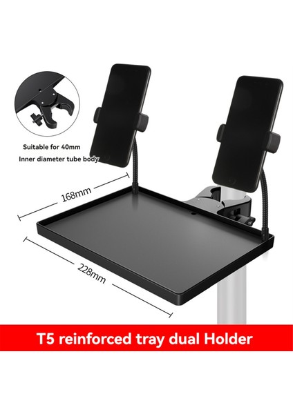 2'si 1 Arada Mikrofon Standı Tepsisi, 2 Telefon Tutucu, Ayarlanabilir Kelepçeli Raf Mikrofon Standı Tepsisi Stüdyo Konseri Için (Yurt Dışından)