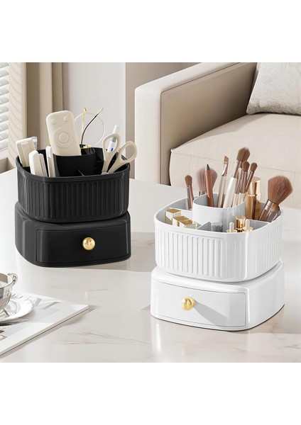 Istiflenebilir Makyaj Düzenleyici, 360° Dönebilen Makyaj Düzenleyici Tepsili Makyaj Fırçası Tutucu, Kozmetik Tutucu Rafı (Siyah) (Yurt Dışından) modelleri