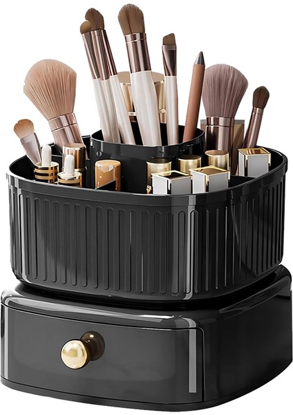 Istiflenebilir Makyaj Düzenleyici, 360° Dönebilen Makyaj Düzenleyici Tepsili Makyaj Fırçası Tutucu, Kozmetik Tutucu Rafı (Siyah) (Yurt Dışından) fırsatları