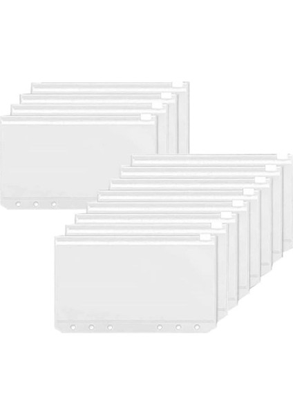 12 Adet A6 6 Delikli Pvc Fermuarlı Belge Çantası, Açık Hava Makyaj Çantası, Çevre Dostu ve Kokusuz (Yurt Dışından)