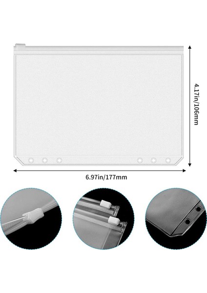 12 Adet A6 6 Delikli Pvc Fermuarlı Belge Çantası, Açık Hava Makyaj Çantası, Çevre Dostu ve Kokusuz (Yurt Dışından) modelleri