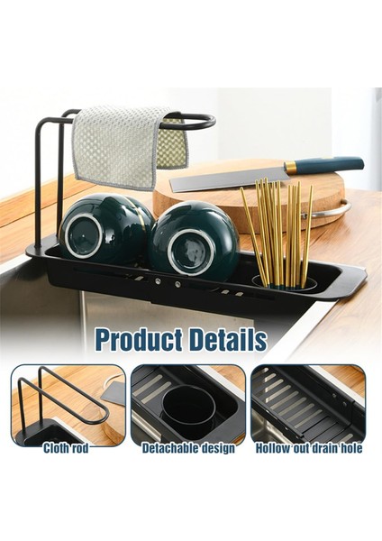 Paslanmaz Çelik Süzgeç Rafı Mutfak Lavabosu Için Genişletilebilir Süngerlik Mutfak Tezgahı Için Bulaşık Kurutma Rafı B (Yurt Dışından) fiyatları