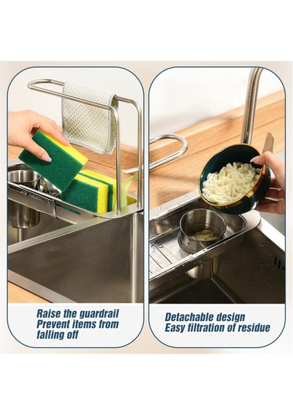 Paslanmaz Çelik Süzgeç Rafı Mutfak Lavabosu Için Genişletilebilir Süngerlik Mutfak Tezgahı Için Bulaşık Kurutma Rafı B (Yurt Dışından) fırsatları