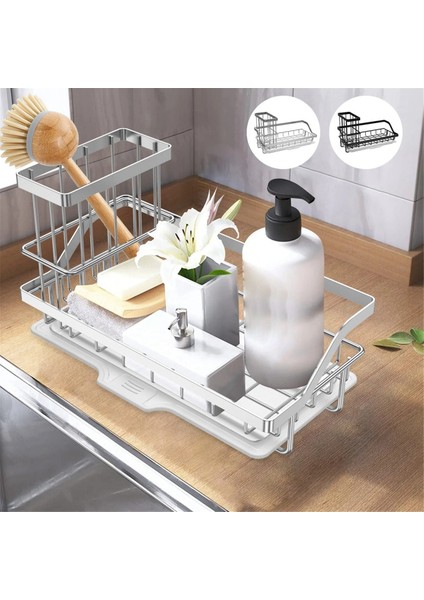 Paslanmaz Çelik Sünger Tutucu Çıkarılabilir Mutfak Lavabo Rafı Temizleme Fırçası Sabun Düzenleyici Depolama Rafı Drenaj Tepsisi Ile, B (Yurt Dışından) fiyatları