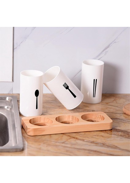 Ahşap Tabanlı Mutfak Tezgahı Için Alet Tutucu Büyük Yuvarlak Pişirme Alet Tutucu (Yurt Dışından) fırsatları