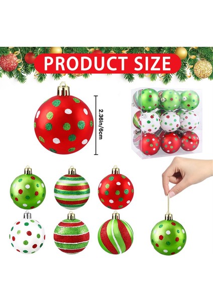18 Adet Noel Topları Süsü 2,4 Inç Parıltılı Asılı Noel Topları Ağaç Dekorasyonu Için, Ev Iç Mekan Tatil Dekoru Için (Yurt Dışından) modelleri