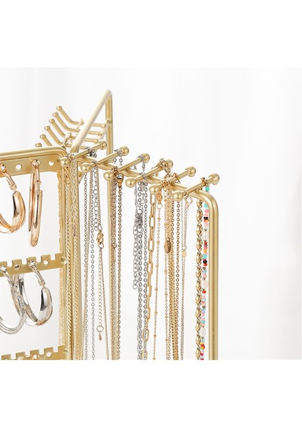 Mücevher Düzenleyici Standı Metal Çerçeveli Dönen Mücevher Sergileme, Alt Tepsi, Mücevher Kulesi Düzenleyici (Altın) (Yurt Dışından) fırsatları