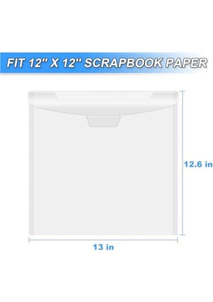 12 x 12 Tokalı Scrapbook Kağıdı Saklama Çantası, Scrapbook Kağıdı, Vinil Kağıdı Saklamak Için Şeffaf Kağıt Saklama Çantası (Yurt Dışından)