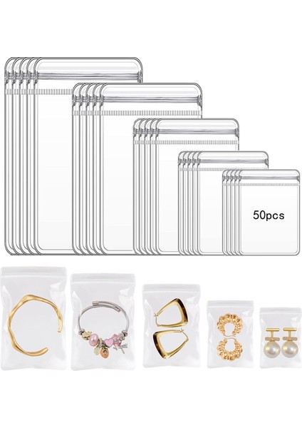50 Adet 5 Boyut Şeffaf Mücevher Düzenleyici Küpe Yüzük Kolye Saklama Çantaları Seyahat, Kararma Önleyici Mücevherleri Koruyun (Yurt Dışından) fiyatları
