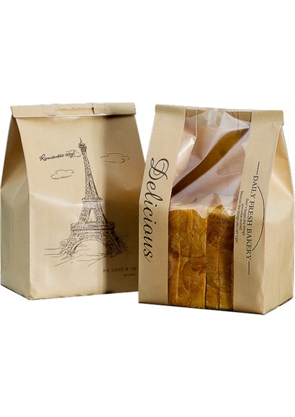 Fırında Ekmek Saklama Poşeti Kağıt Ekmek Poşeti Şeffaf Ön Pencereli Ekmek Paketleme Poşeti (Yurt Dışından)