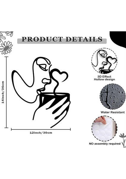Metal Kahve Duvar Sanatı Dekoru, Minimalist Kadınlar Kahve Içiyor Şekil Duvar Sanatı, Modern Soyut Çizgi Çizim Kahve Heykelleri (Yurt Dışından) fiyatları
