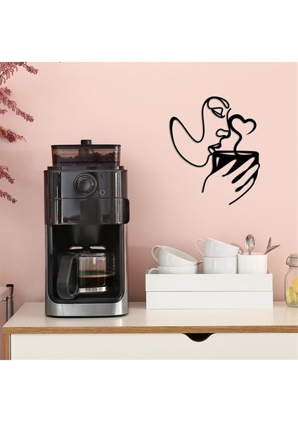 Metal Kahve Duvar Sanatı Dekoru, Minimalist Kadınlar Kahve Içiyor Şekil Duvar Sanatı, Modern Soyut Çizgi Çizim Kahve Heykelleri (Yurt Dışından) modelleri