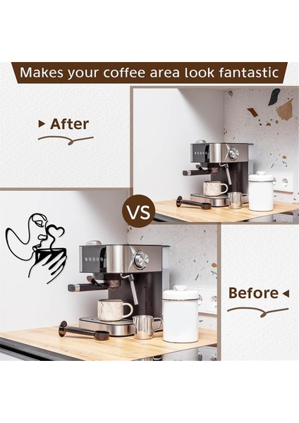 Metal Kahve Duvar Sanatı Dekoru, Minimalist Kadınlar Kahve Içiyor Şekil Duvar Sanatı, Modern Soyut Çizgi Çizim Kahve Heykelleri (Yurt Dışından) fırsatları