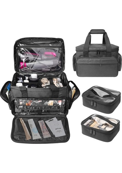 Kozmetik ve Saç Bakım Ürünlerini Saklamak Için Çıkarılabilir ve Ayrılabilir Çift Kozmetik Çantası Çok Amaçlı Kozmetik Çantası (Yurt Dışından)