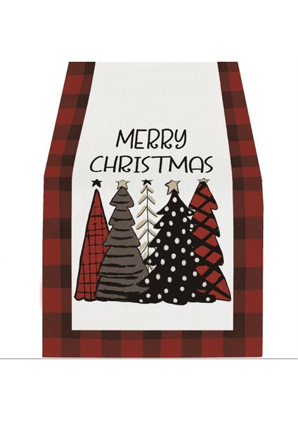 Kış Noel Masa Örtüsü Kırmızı ve Siyah Buffalo Ekose Neşeli Noel Ağaçları Masa Örtüsü, Mutfak Yemek Masası (Yurt Dışından)